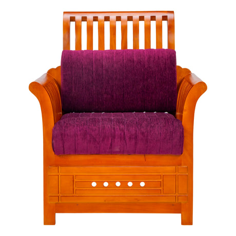 Orlando Regal Wooden Sofa Set (3+1+1 Seater) - Teak Finish
