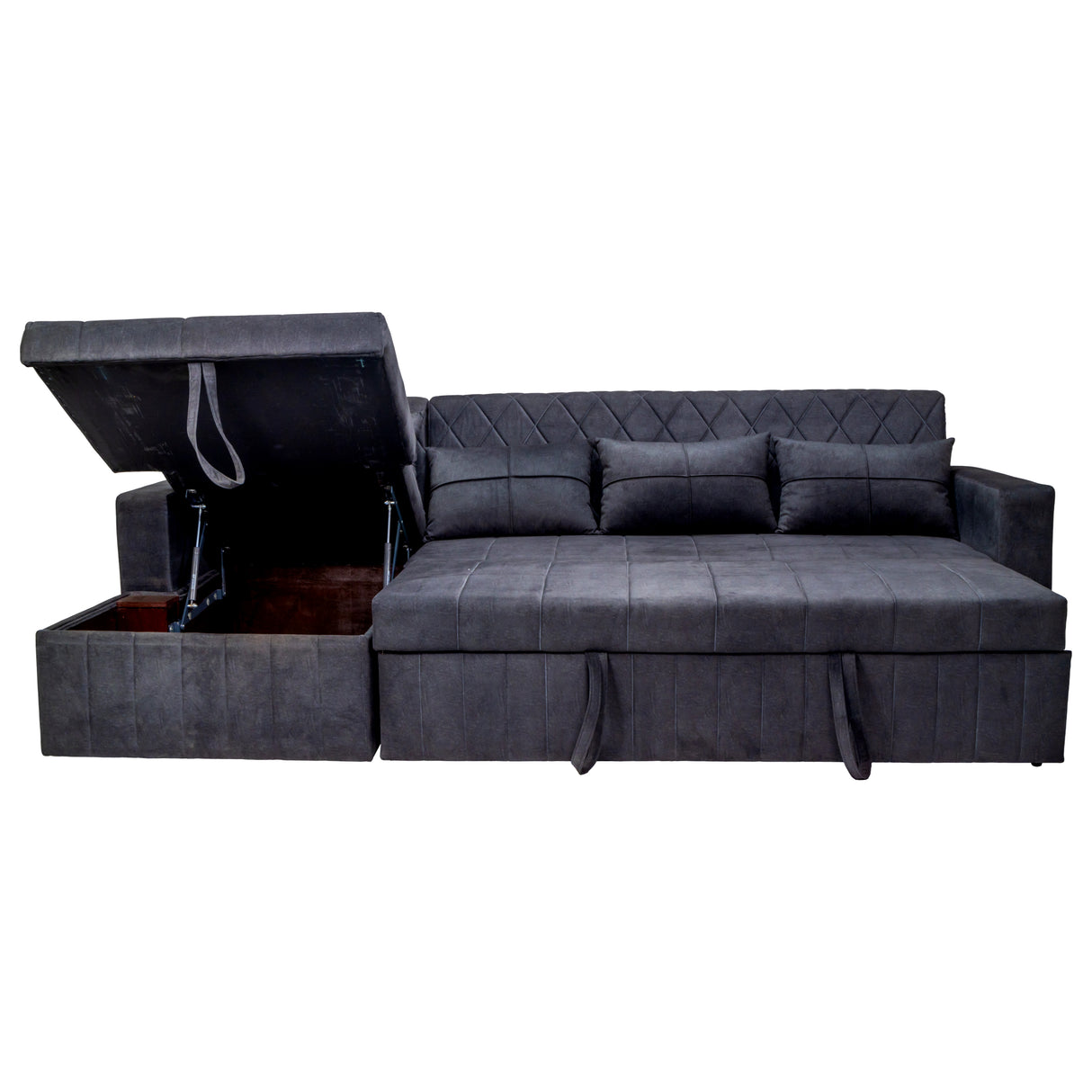 Oslo Modern Fabric Sofa Cum Bed - Dark Grey