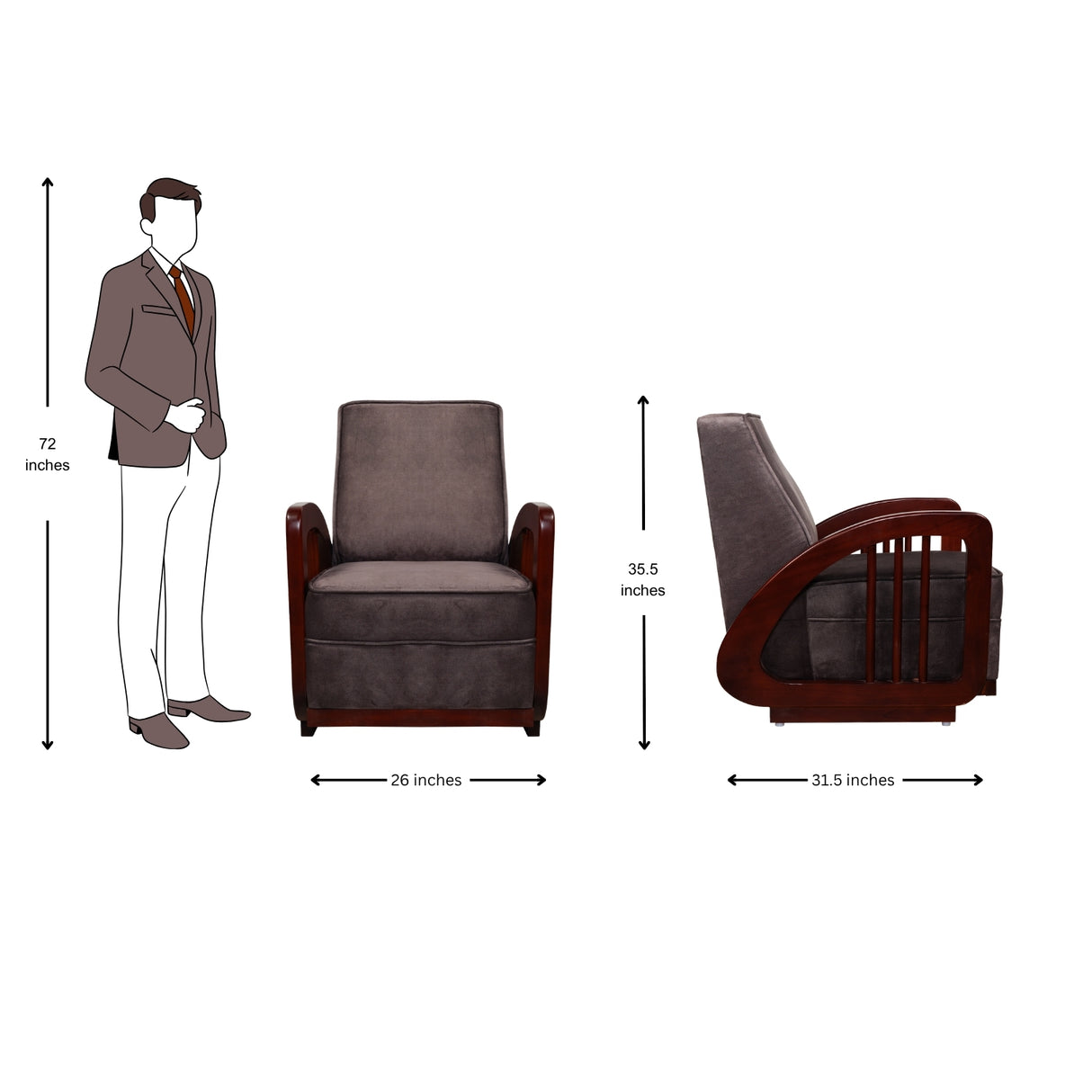 Peru Wooden Sofa Set (3+1+1-Seater) - Teak Finish