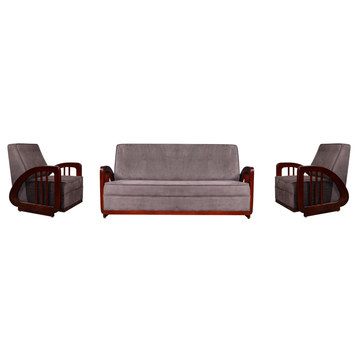 Peru Wooden Sofa Set (3+1+1-Seater) - Teak Finish
