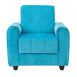 Porto Premium Short Rise Fabric Sofa  1-Seater - Blue