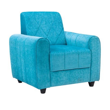 Porto Premium Short Rise Fabric Sofa  1-Seater - Blue
