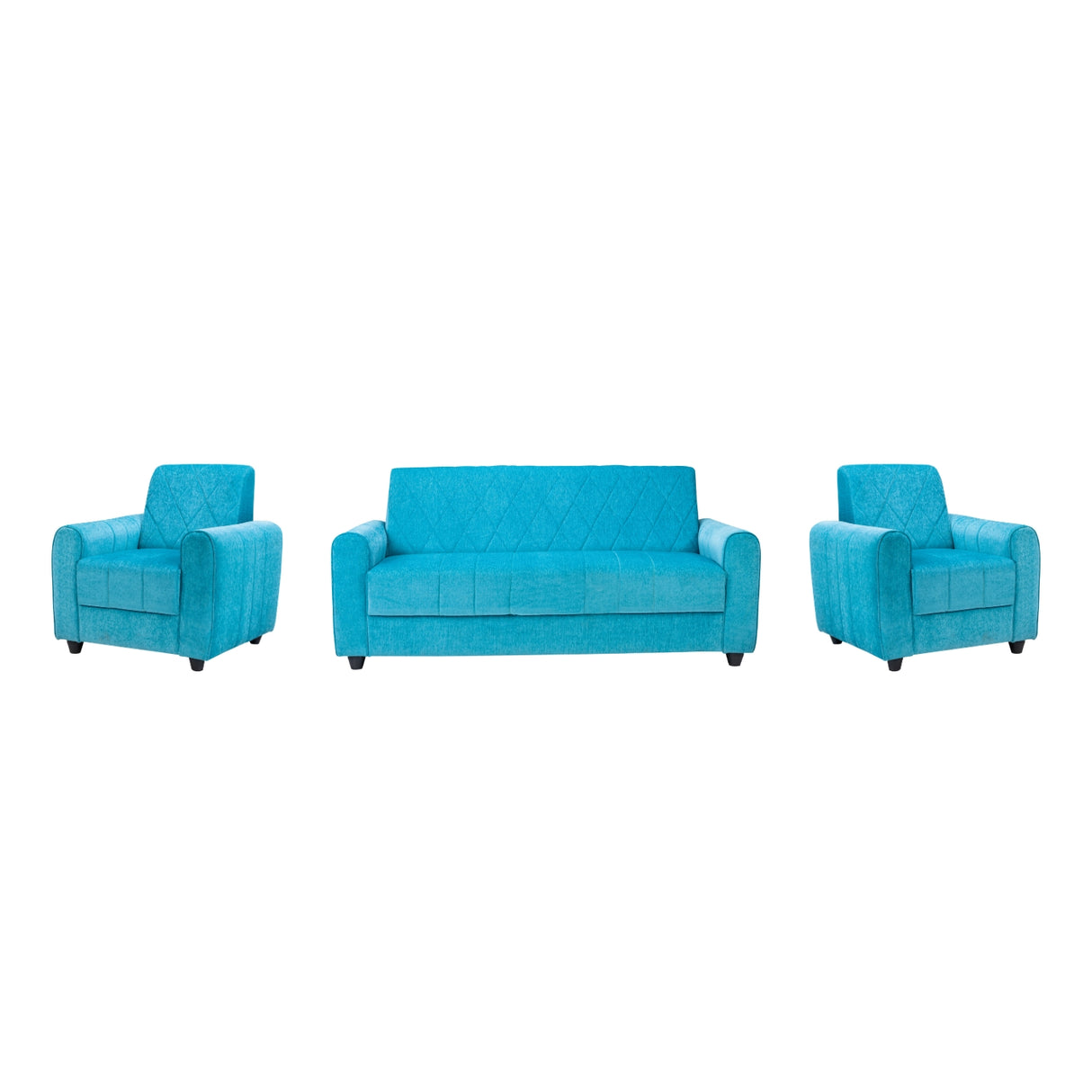 Porto Premium Short Rise Fabric Sofa Set (3+1+1 Seater) - Blue