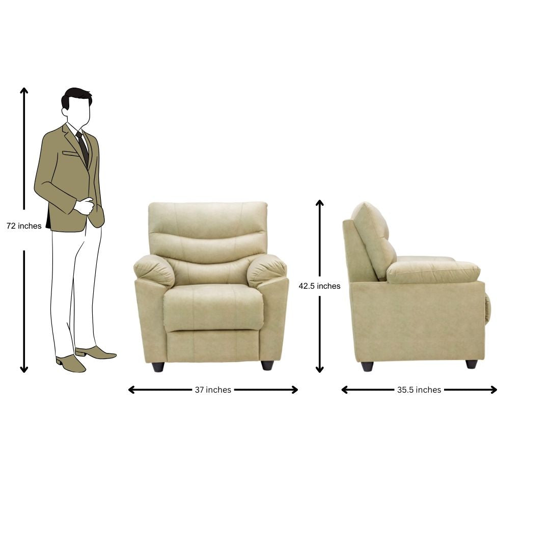 Bonn Royale Fabric Sofa 1-Seater - Half White