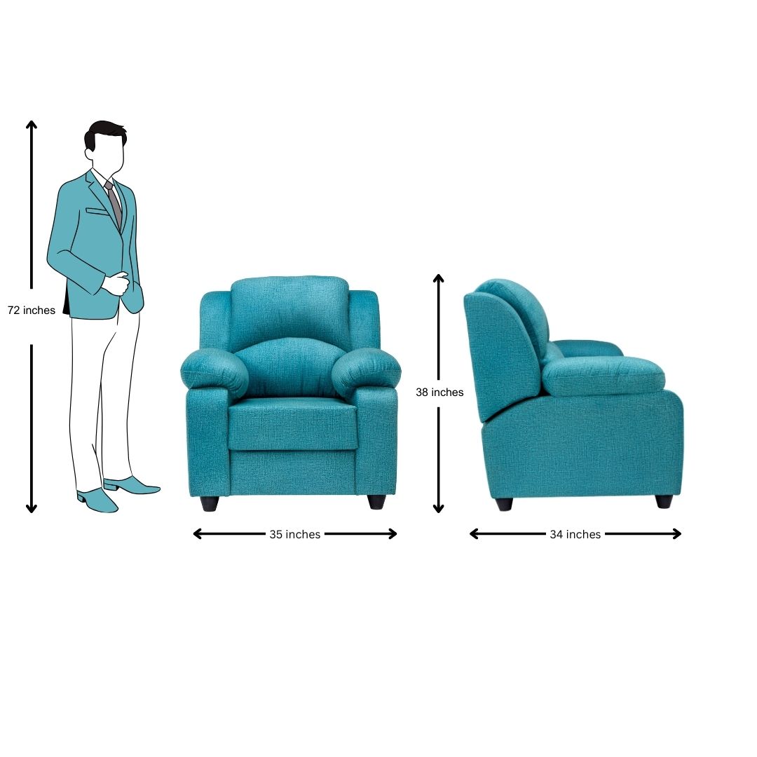 Emden Cozy Fabric Sofa 1-Seater - Blue