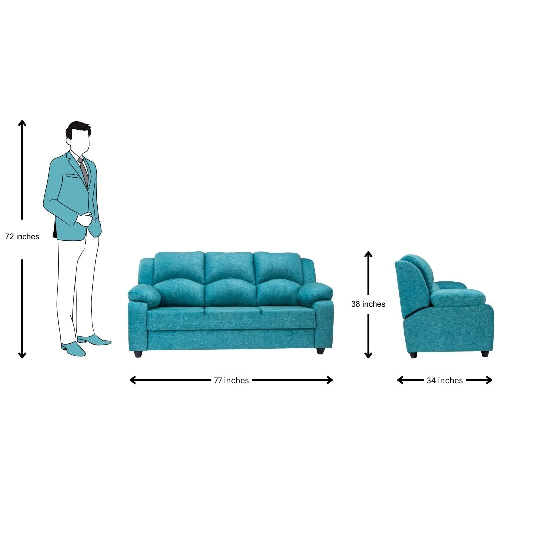 Emden Cozy Fabric Sofa 3-Seater - Blue