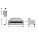 Denver Head Rest Fabric Sofa Set (3+1+1 Seater) - Half White and Grey