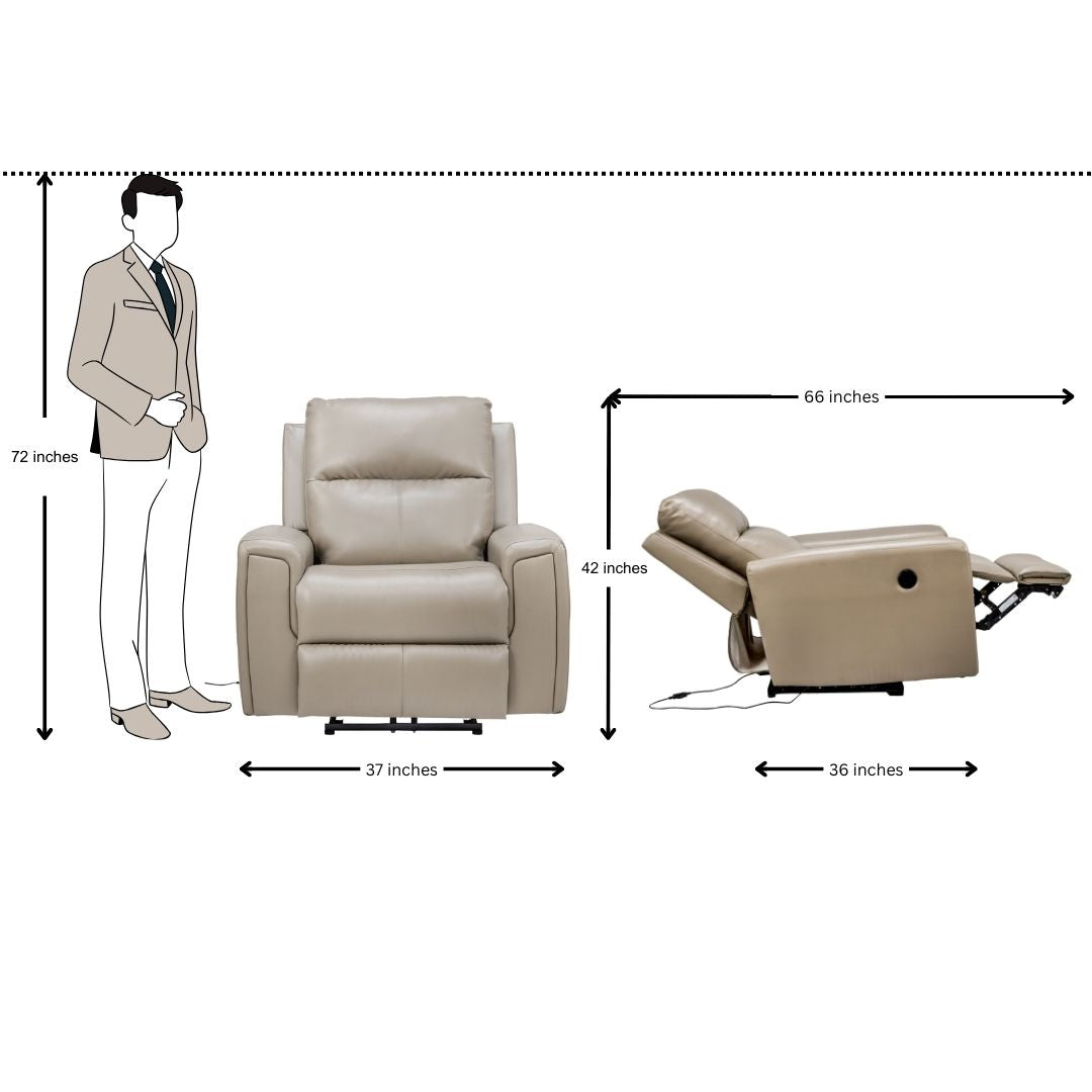 Salzburg Rexine Recliner 1-Seater – Light Grey