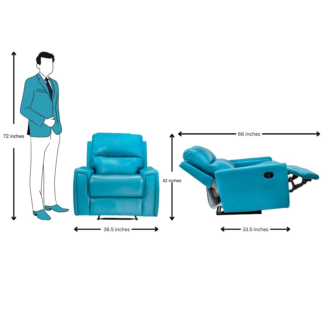 Salzburg Supreme Rexine Recliner 1-Seater - Blue
