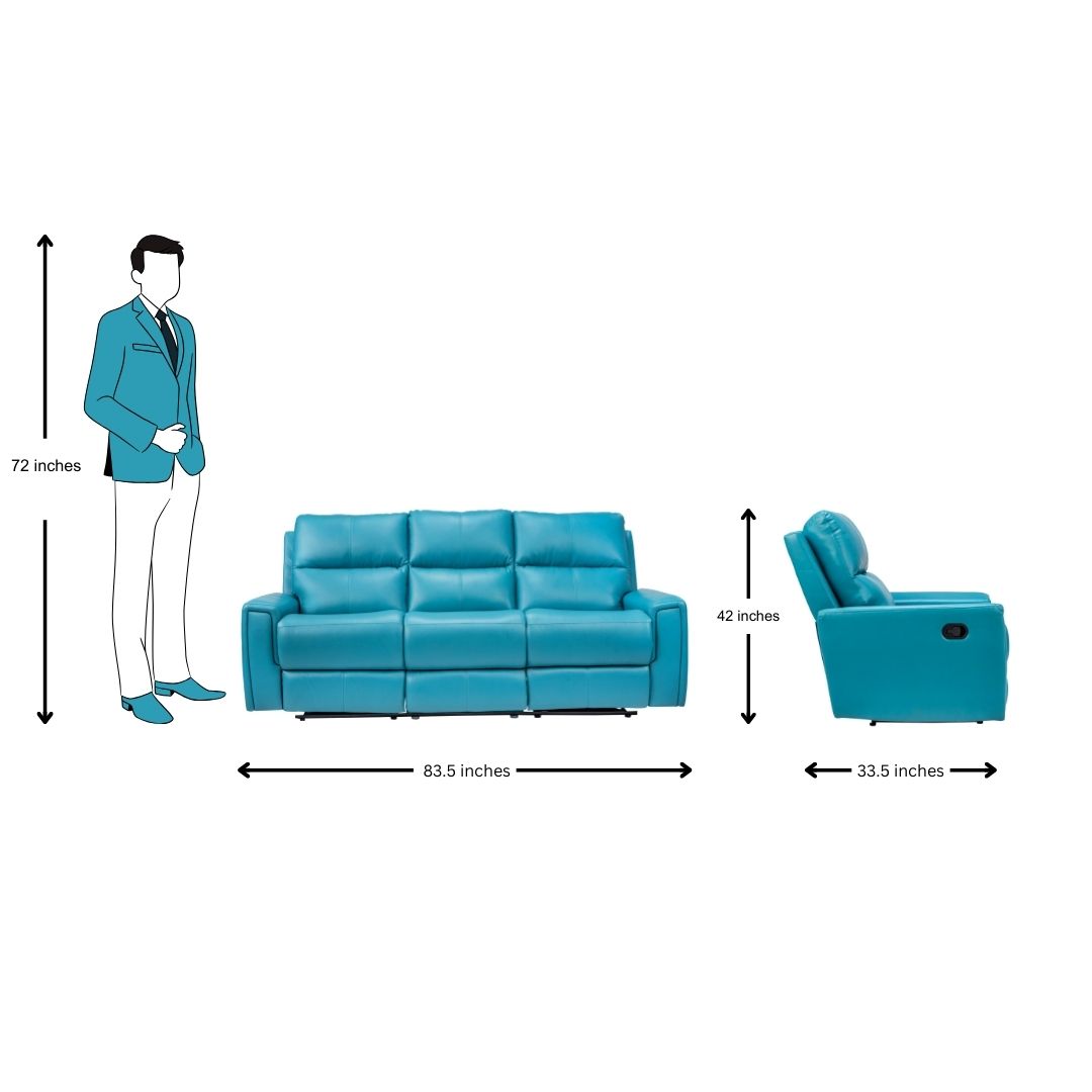 Salzburg Supreme Rexine Recliner 3-Seater - Blue