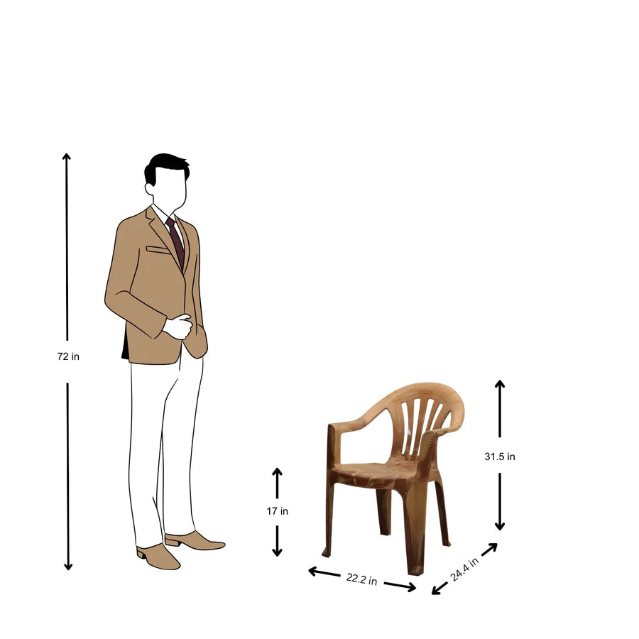 Settle Ease Arm Plastic Chair - Teakwood