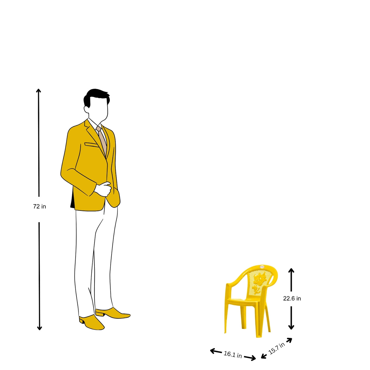 Settle Flex Baby Arm Plastic Chair - Lemon Yellow