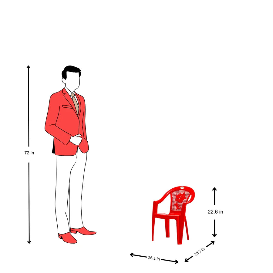 Settle Flex Baby Arm Plastic Chair - Red