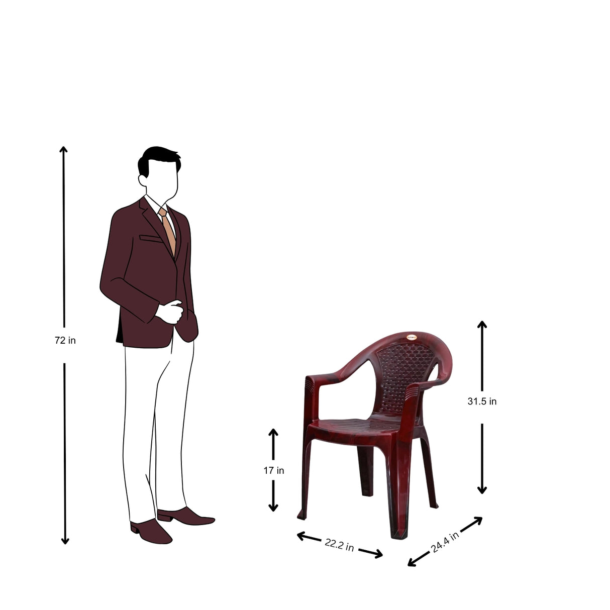 Settle Lite Arm Plastic Chair – Rosewood