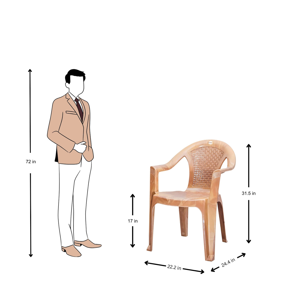 Settle Lite Arm Plastic Chair - Teakwood