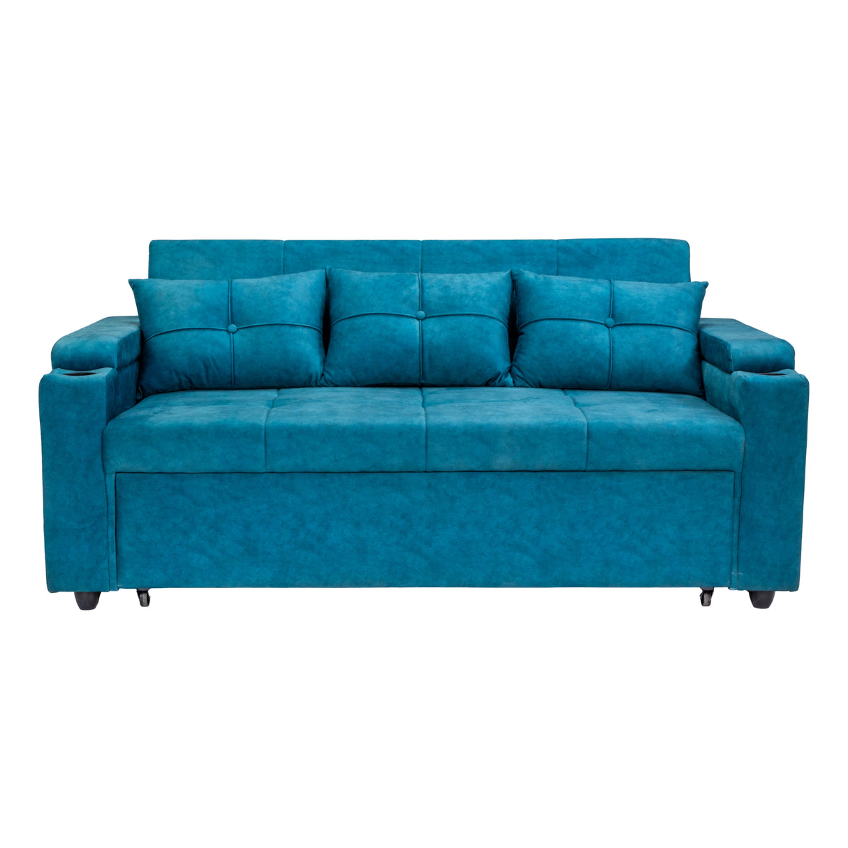 Stockholm Contemporary Fabric Sofa Cum Bed with Adjustable Back - Blue