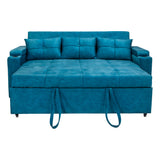 Stockholm Contemporary Fabric Sofa Cum Bed with Adjustable Back - Blue