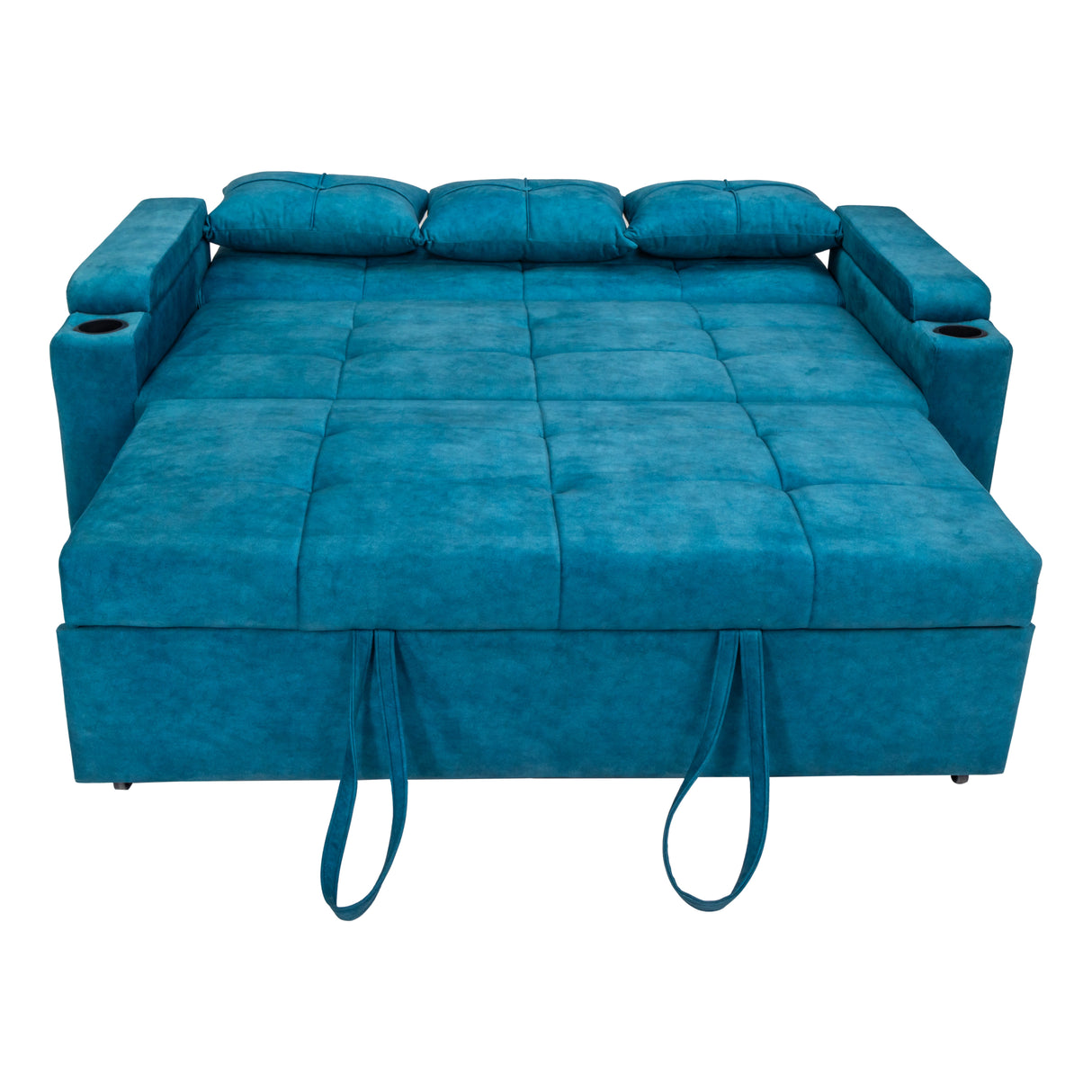 Stockholm Contemporary Fabric Sofa Cum Bed with Adjustable Back - Blue