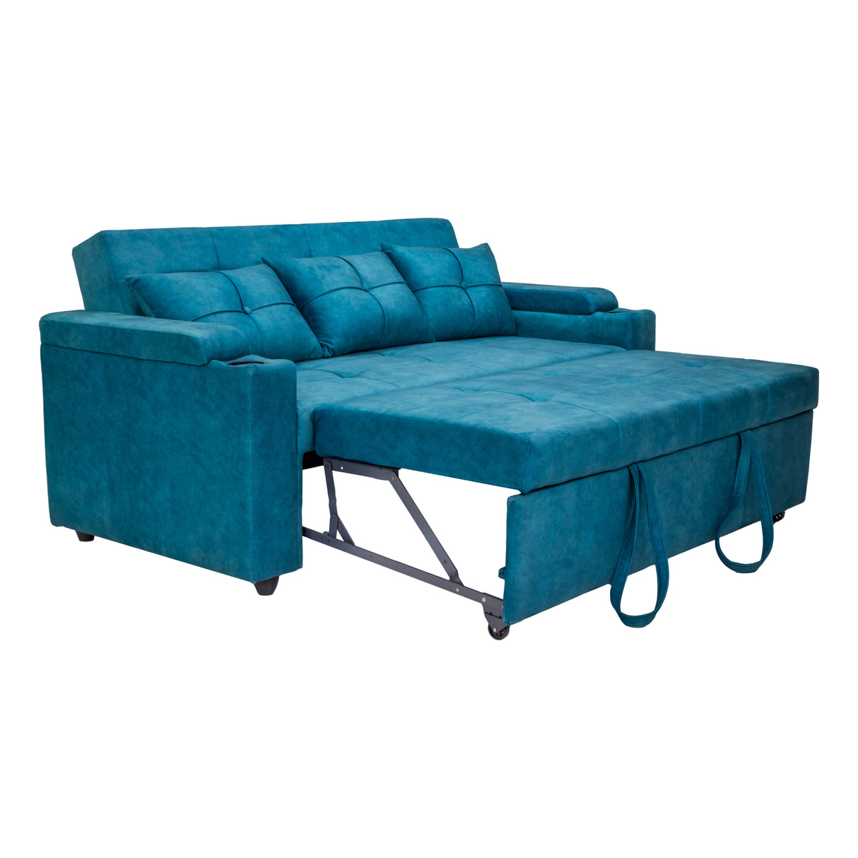 Stockholm Contemporary Fabric Sofa Cum Bed with Adjustable Back - Blue