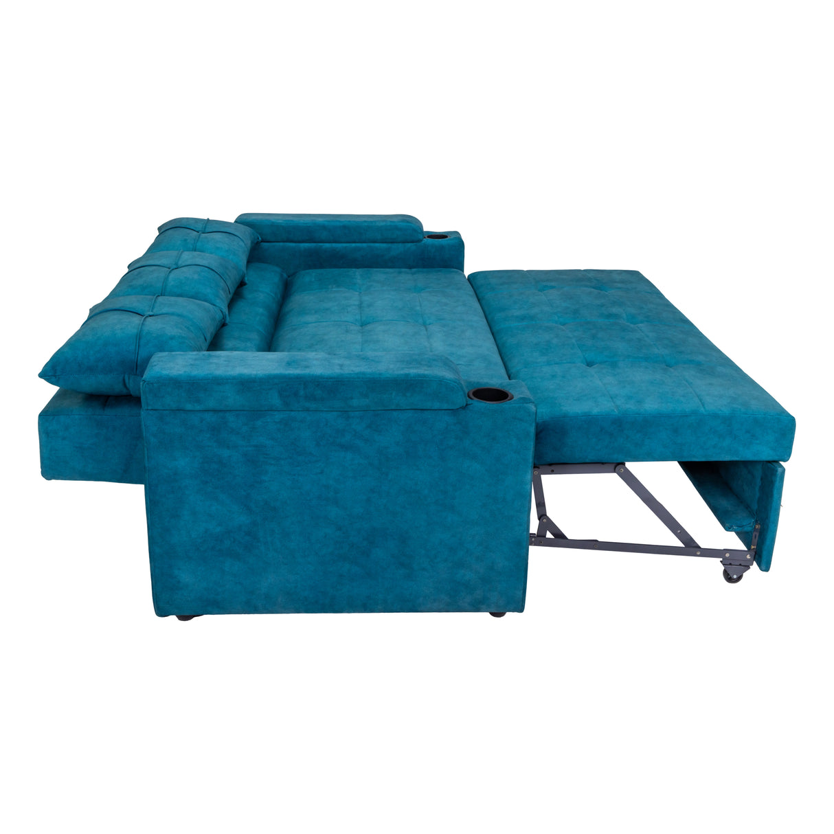 Stockholm Contemporary Fabric Sofa Cum Bed with Adjustable Back - Blue