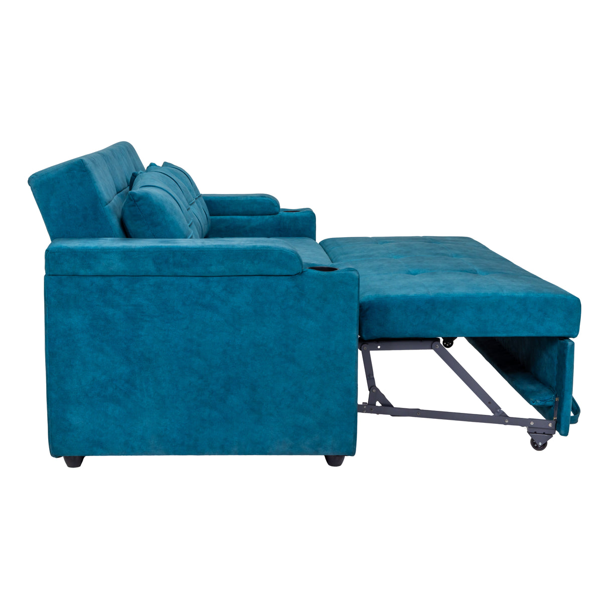 Stockholm Contemporary Fabric Sofa Cum Bed with Adjustable Back - Blue