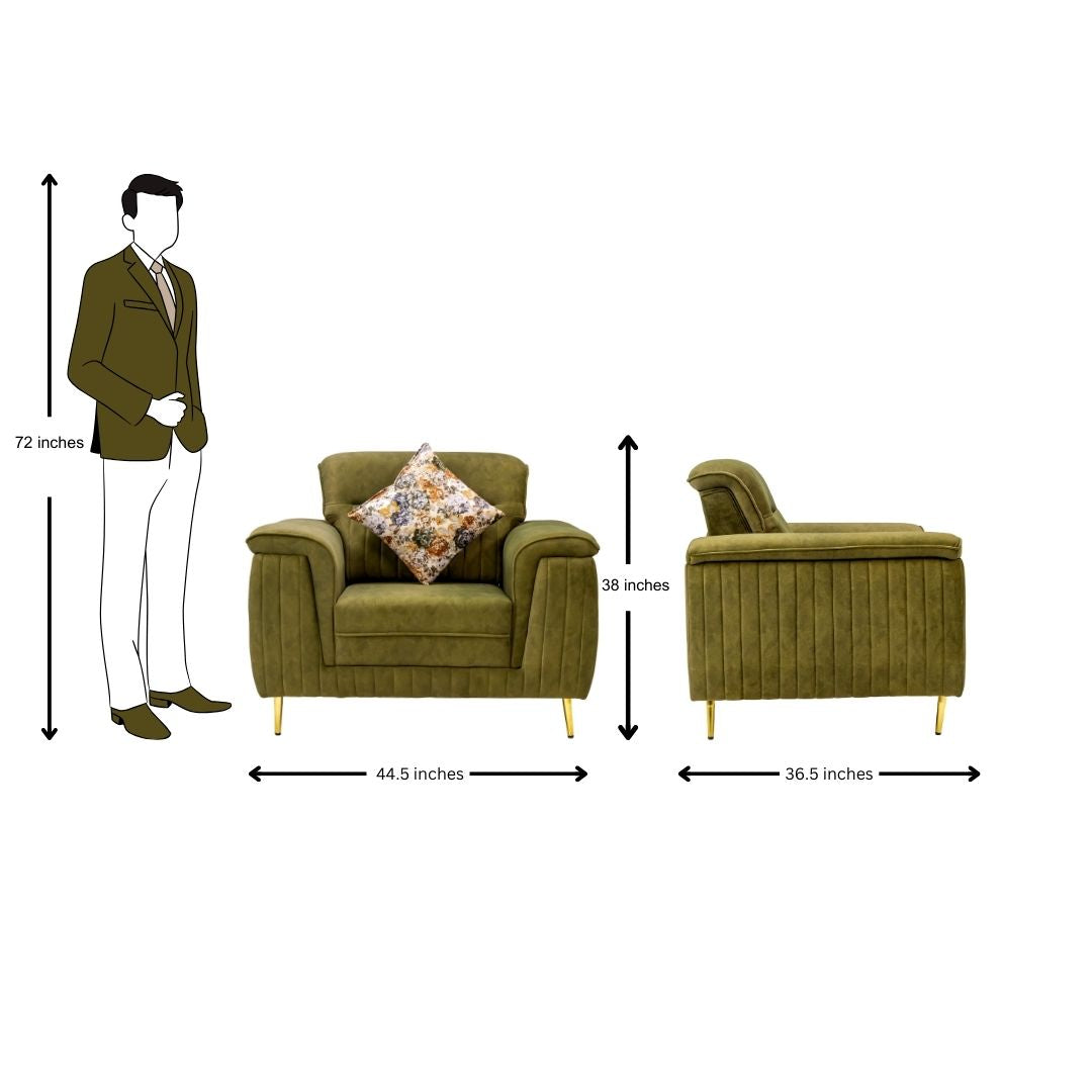 Amster Comfort Fabric Sofa 1-Seater - Green