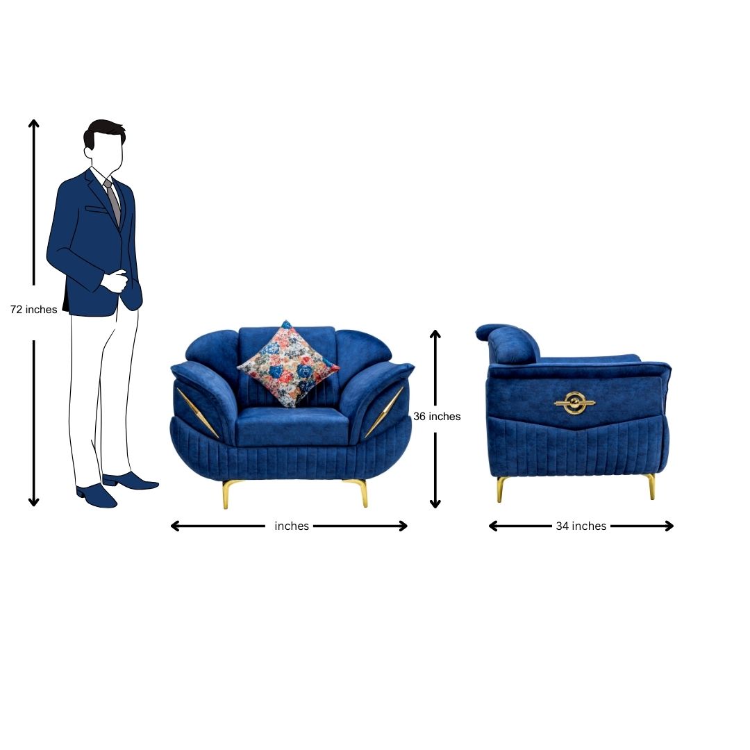 Barcelona Comfort Fabric Sofa Set (3+1+1 Seater) - Blue