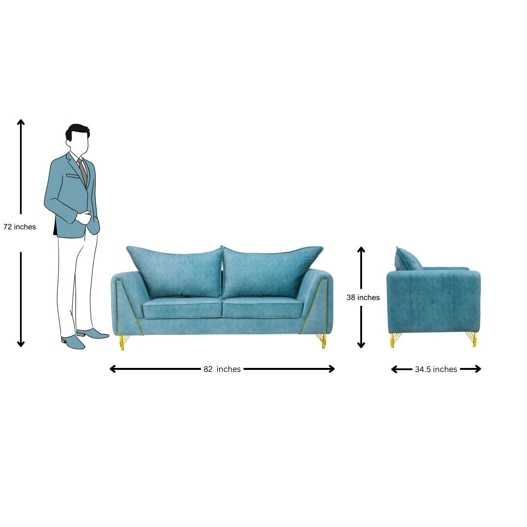 Estonia Contemporary Fabric Sofa Set (3+1+1 Seater) - Green