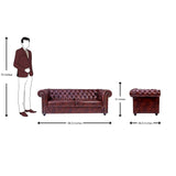 Lisbon Chester Rexine Sofa Set (3+1+1 Seater) - Maroon
