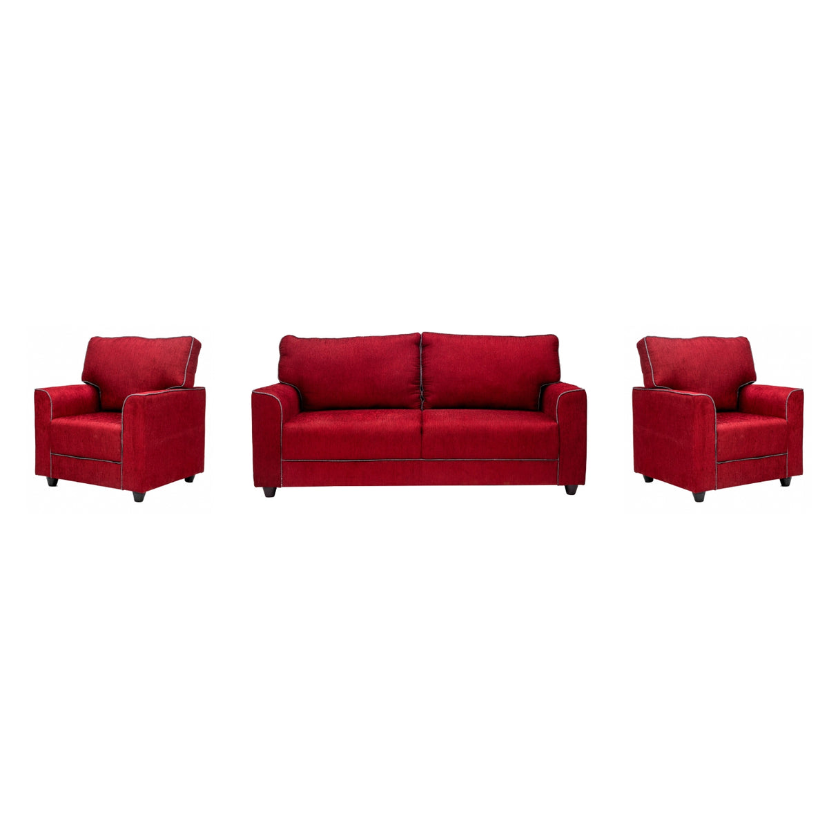 Waasa Sophisticated Fabric Sofa Sets (3+1+1 Seater) - Maroon