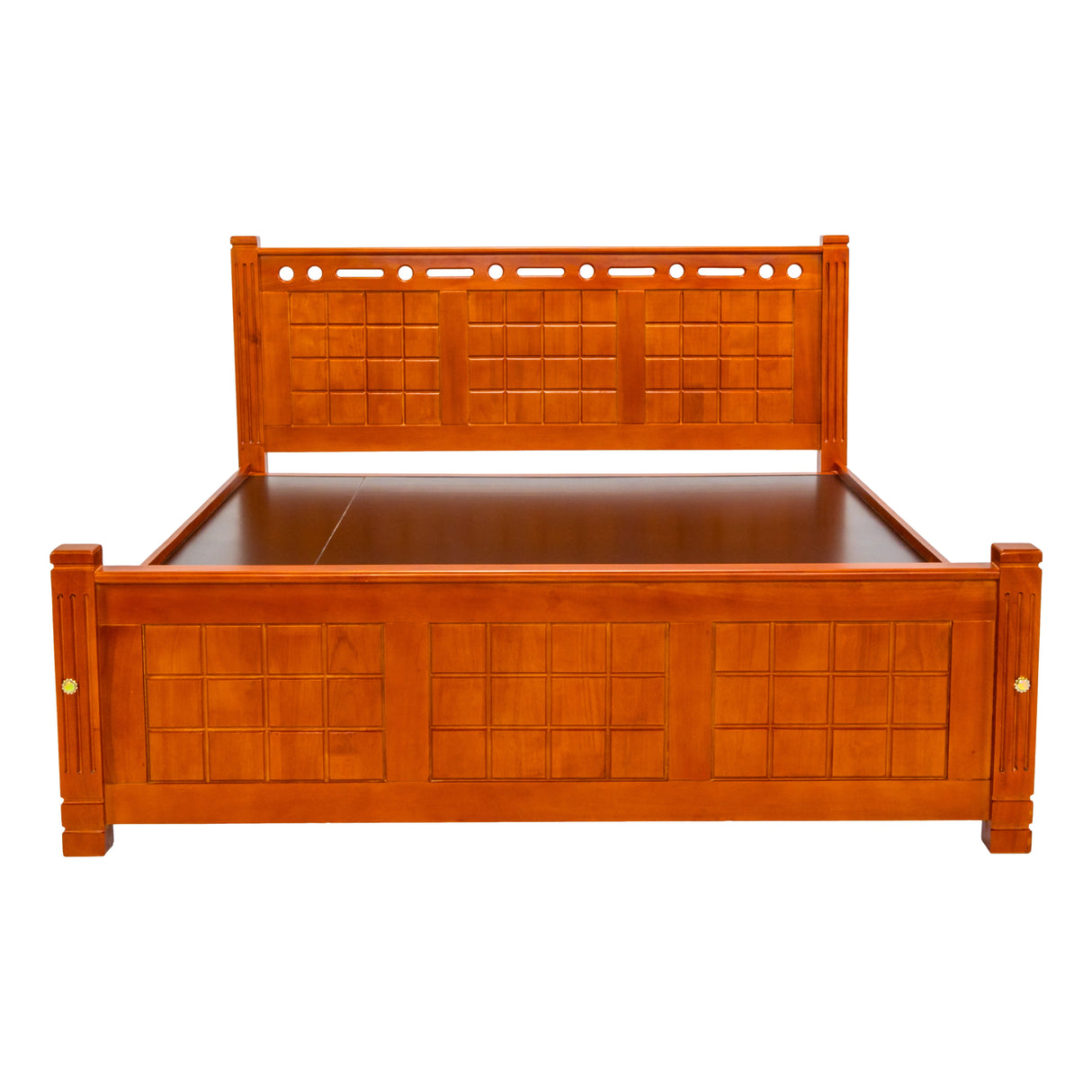 York Grand Wooden Bed King Size - Teak Finish