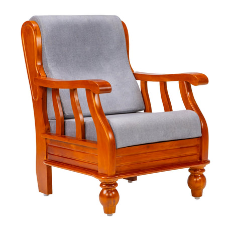 Denver Luxe Wooden Sofa 1-Seater - Teak Finish