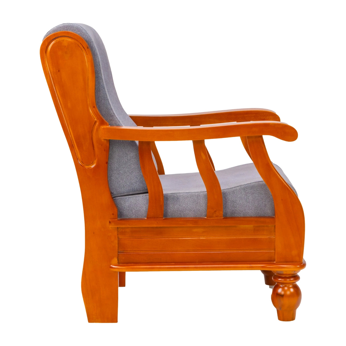 Denver Luxe Wooden Sofa 1-Seater - Teak Finish