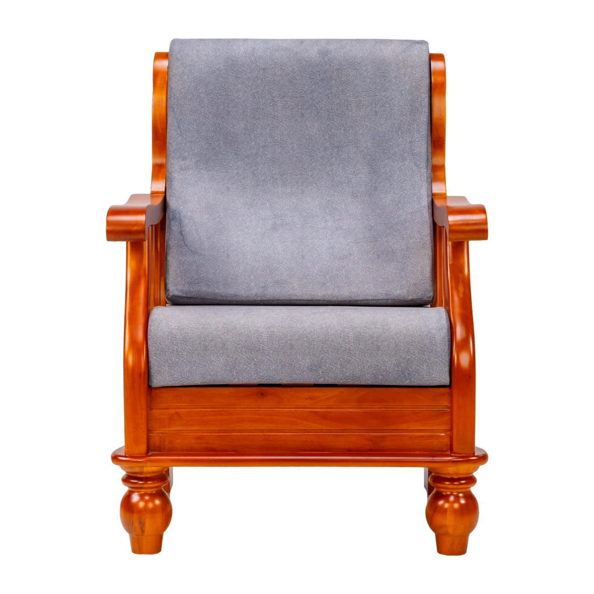 Denver Luxe Wooden Sofa 1-Seater - Teak Finish