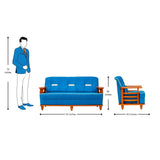 Austin Crest Wooden Sofa Set (3+1+1 Seater) - Teak Finish