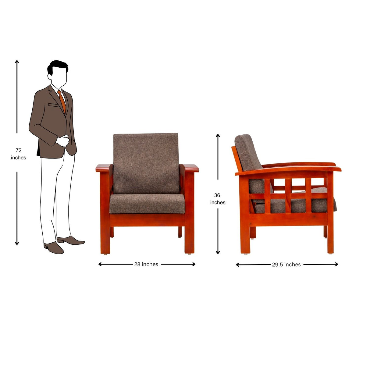 Dallas Classic Wooden Sofa Set (3+1+1 Seater) - Honey Finish