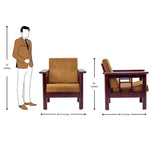 Chicago Wooden Sofa Set (3+1+1 Seater) - Light Walnut Finish
