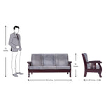Indiana Elite Wooden Sofa Set (3+1+1 Seater) - Light Walnut Finish