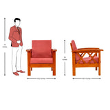 Georgia Prime Wooden Sofa Set (3+1+1 Seater) - Teak Finish