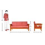 Georgia Prime Wooden Sofa 3-Seater - Teak Finish